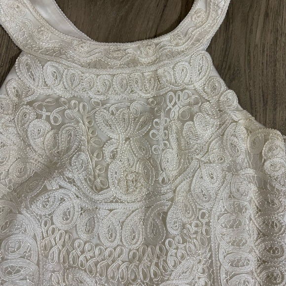 SUE WONG Appliqué Halter Sleeveless Dress White Ivory Sz 2 Bridal Embroidered - Picture 12 of 16